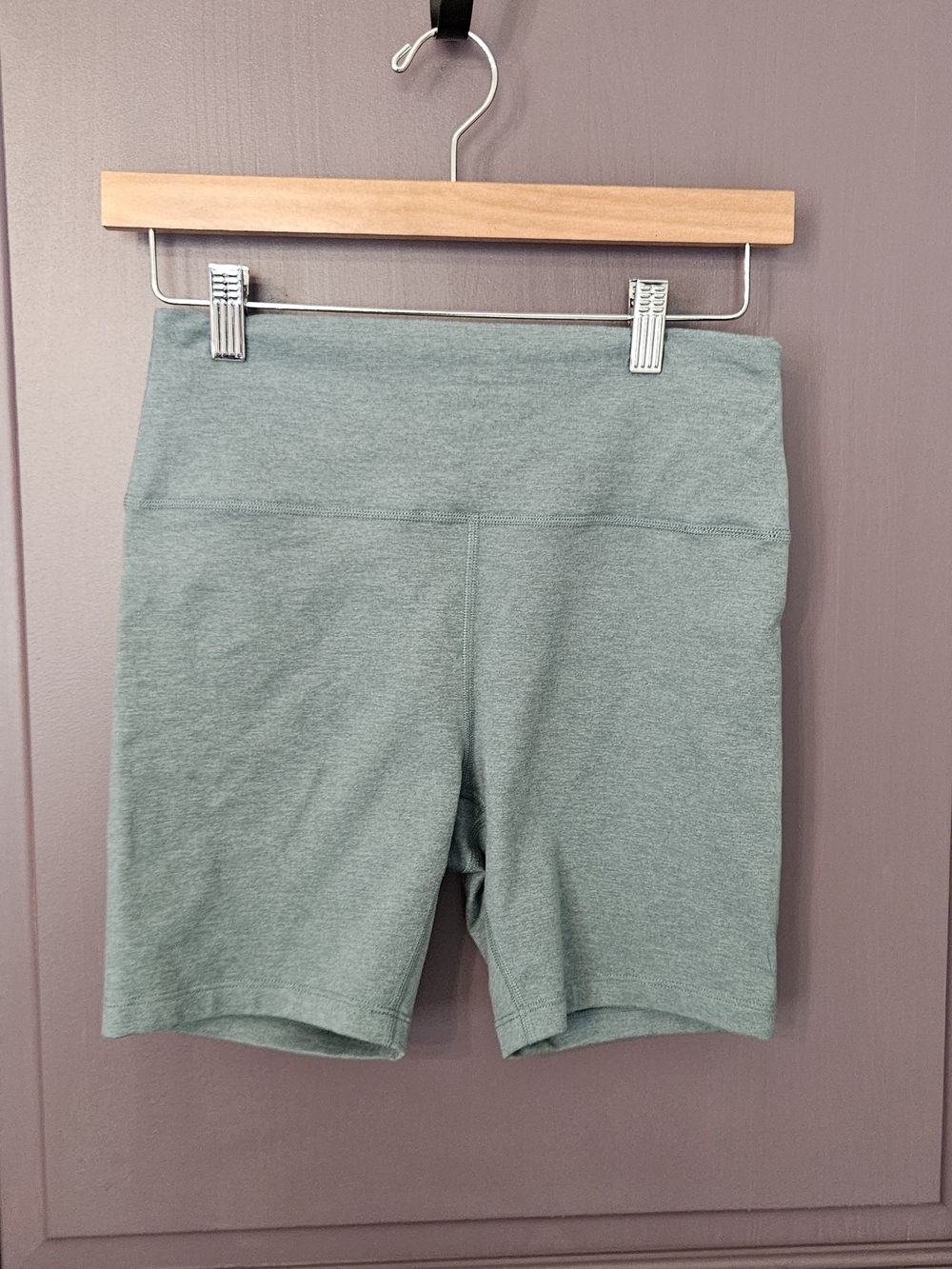 Prana High-Rise Bike Shorts in Sage Green Heather